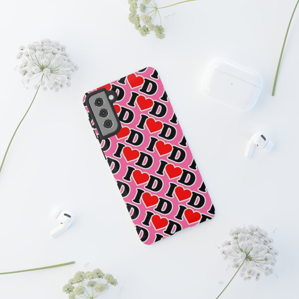 I Heart D all over print Tough Cases PINK