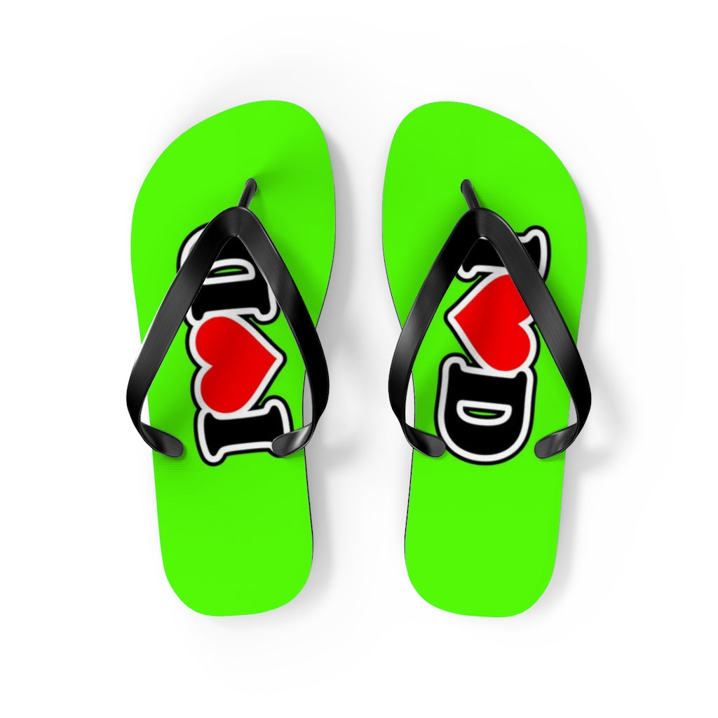 I Heart D Flip Flops GREEN