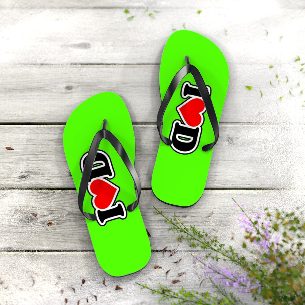 I Heart D Flip Flops GREEN