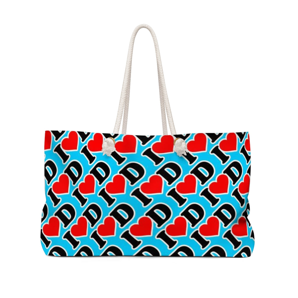 I Heart D all over print Weekender Bag BLUE