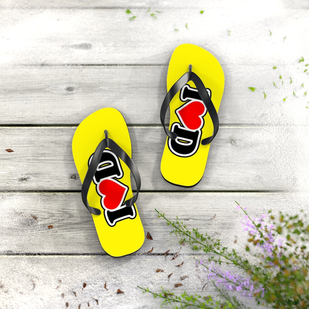 I Heart D Flip Flops YELLOW