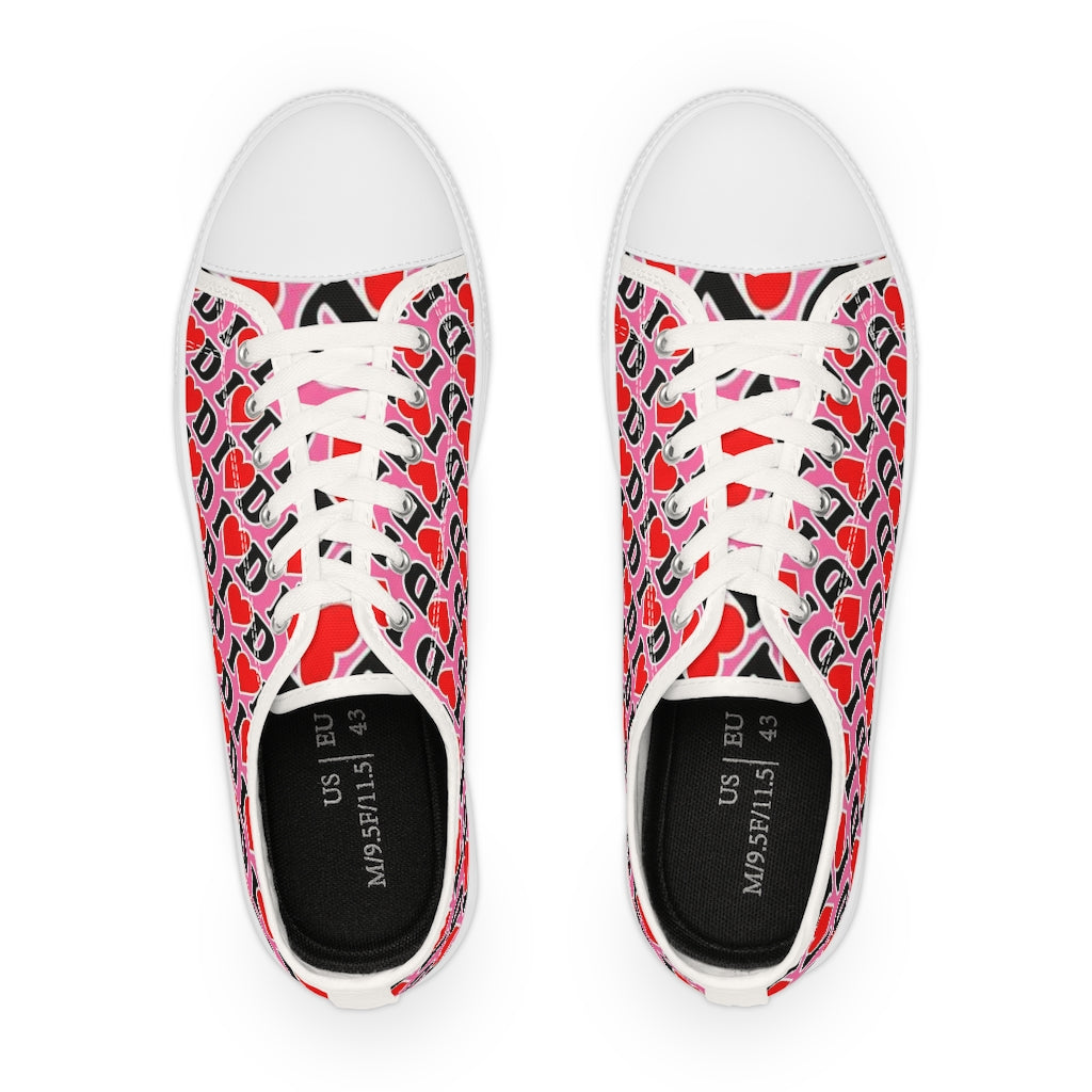 I Heart D Men's Low Top Sneakers PINK