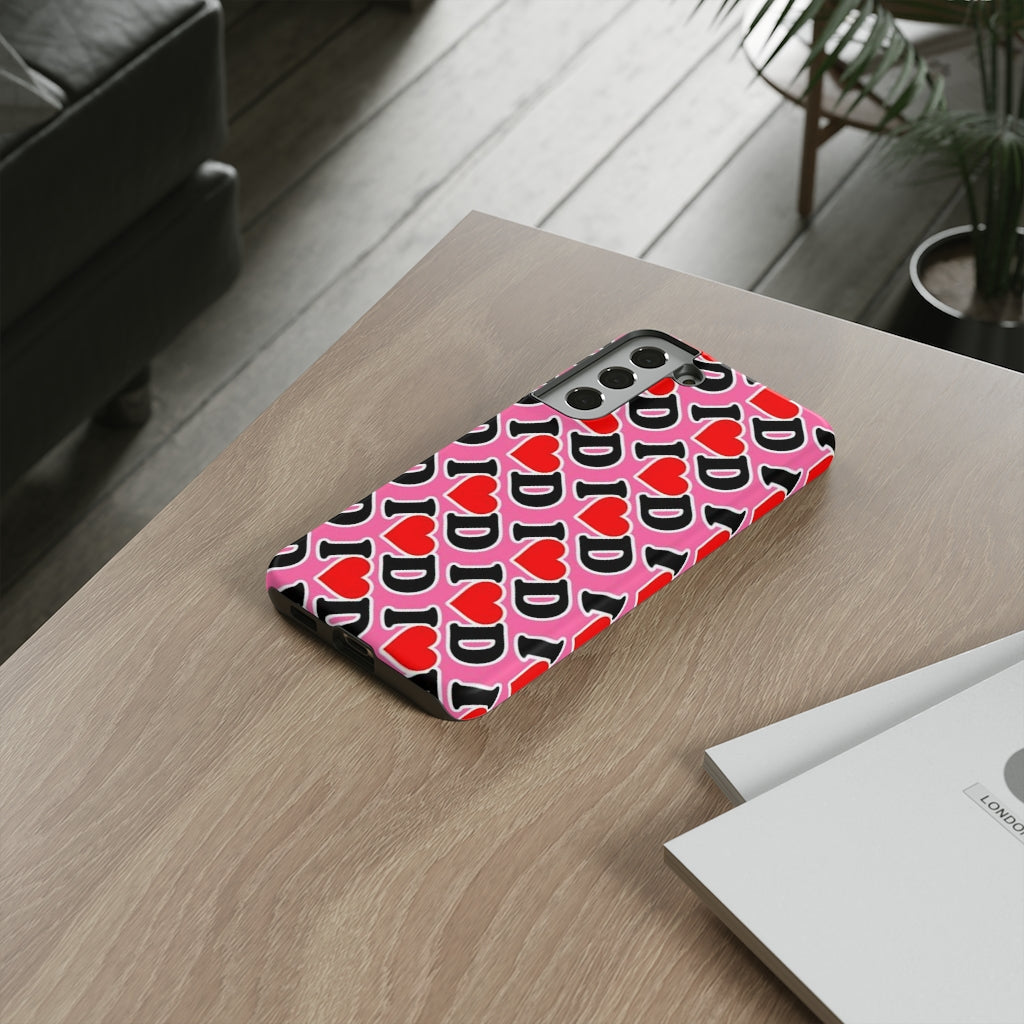 I Heart D all over print Tough Cases PINK