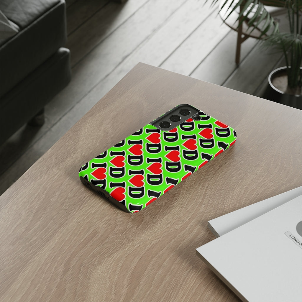 I Heart D all over print Tough Cases GREEN