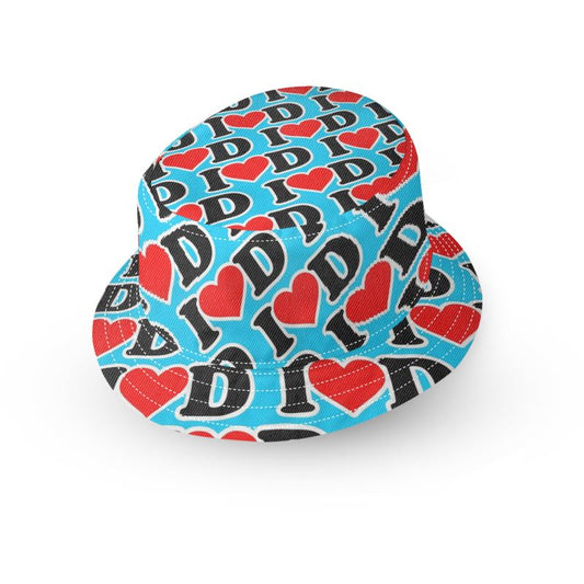 I Heart D all over print Bucket Hat BLUE