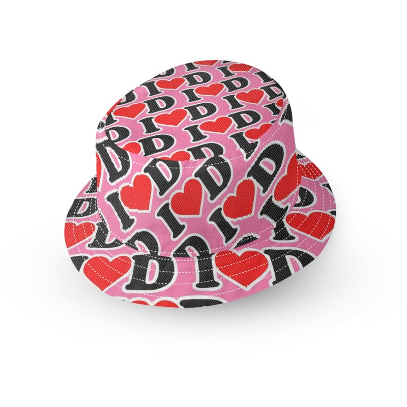 I Heart D all over print Bucket Hat PINK