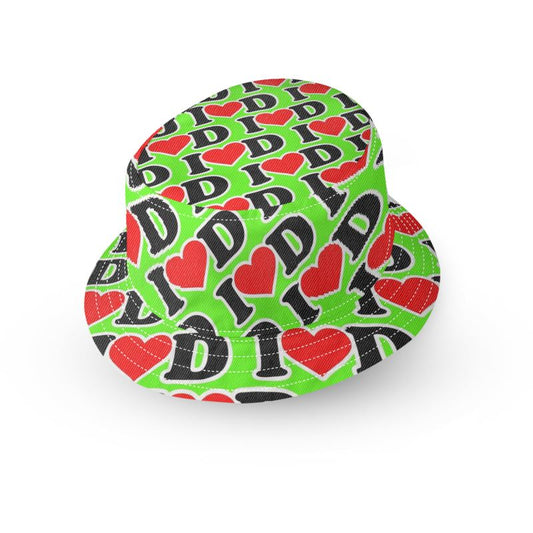 I Heart D all over print Bucket Hat GREEN