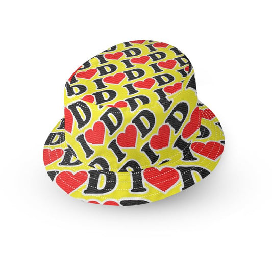 I Heart D all over print Bucket Hat YELLOW