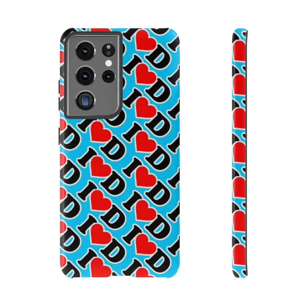 I Heart D all over print Tough Cases BLUE