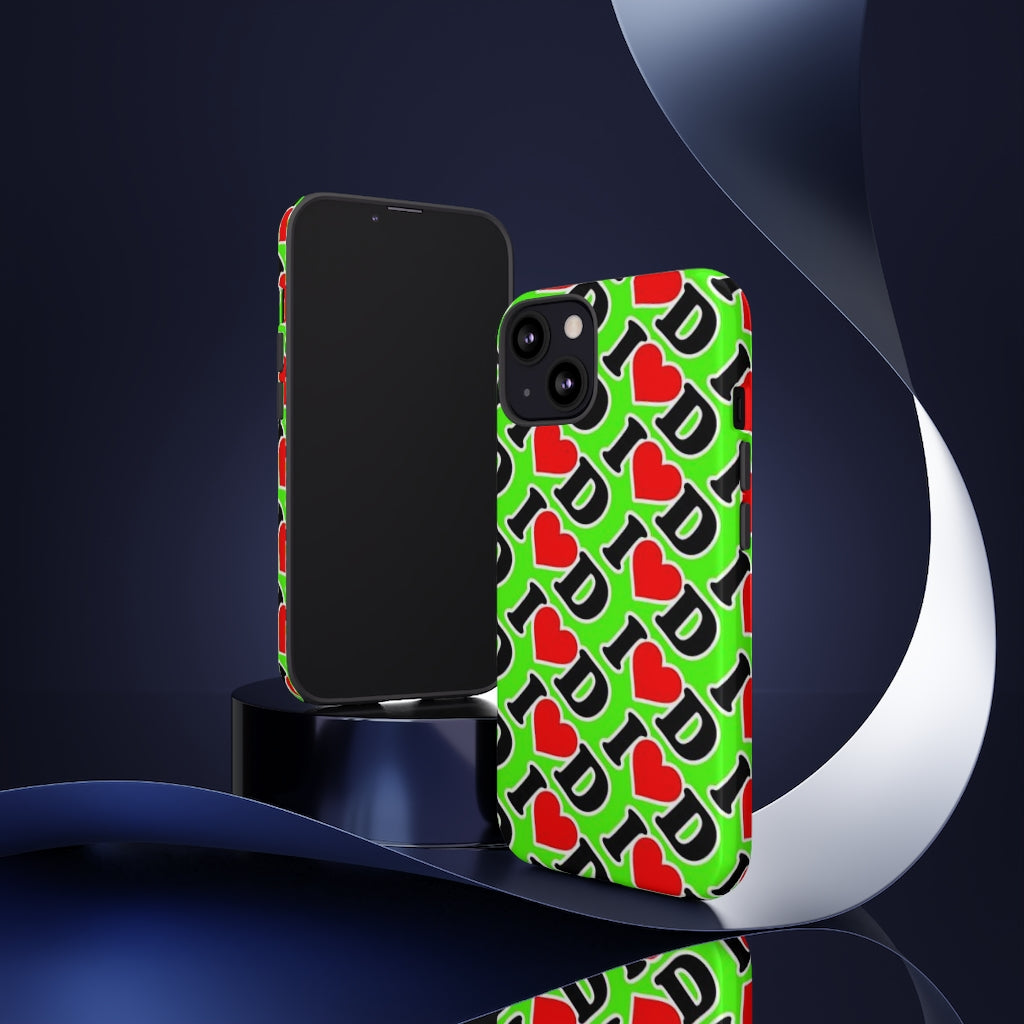 I Heart D all over print Tough Cases GREEN