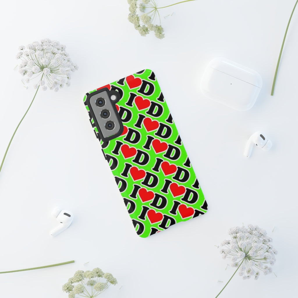 I Heart D all over print Tough Cases GREEN