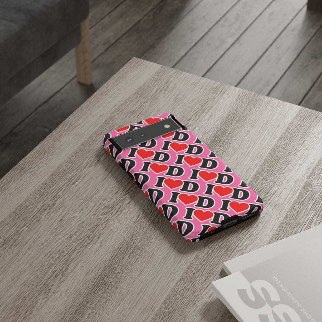 I Heart D all over print Tough Cases PINK