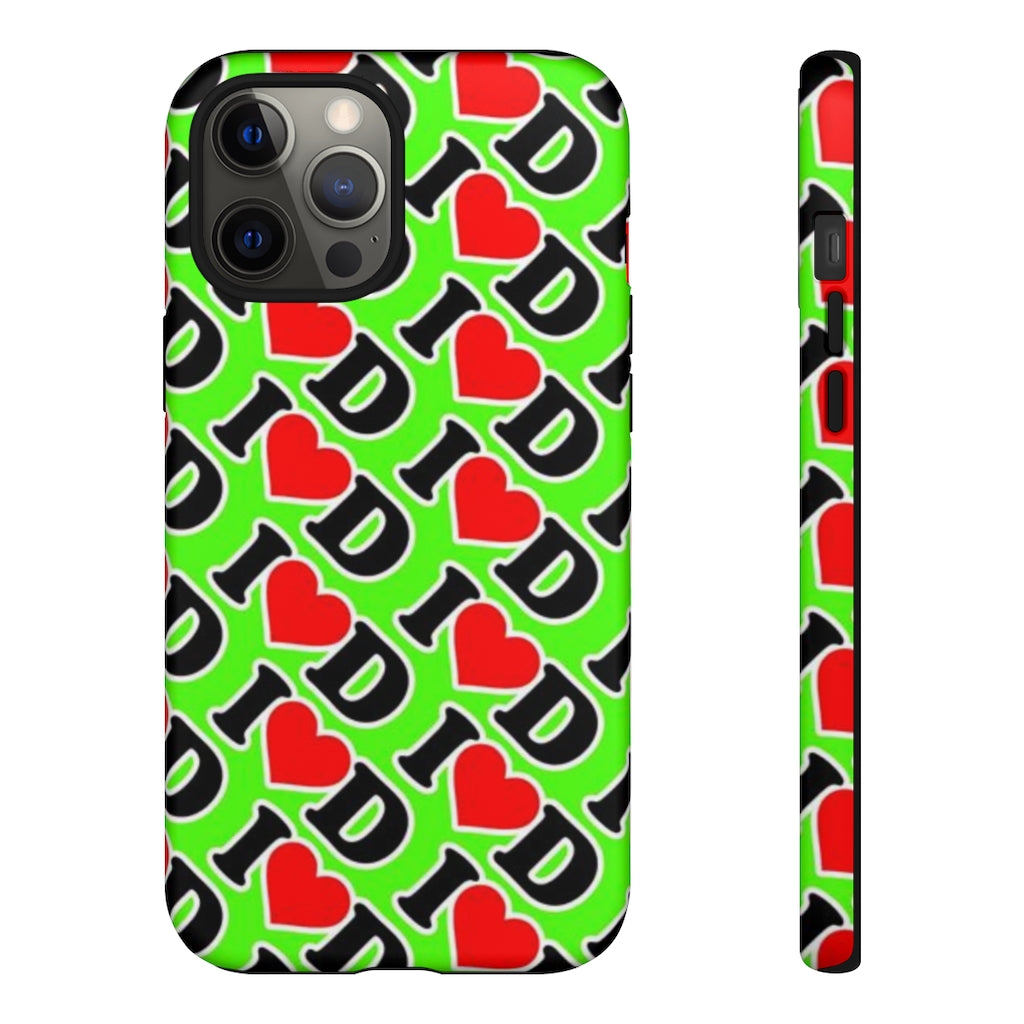 I Heart D all over print Tough Cases GREEN