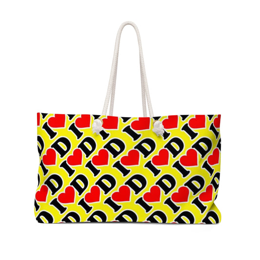 I Heart D all over print Weekender Bag YELLOW