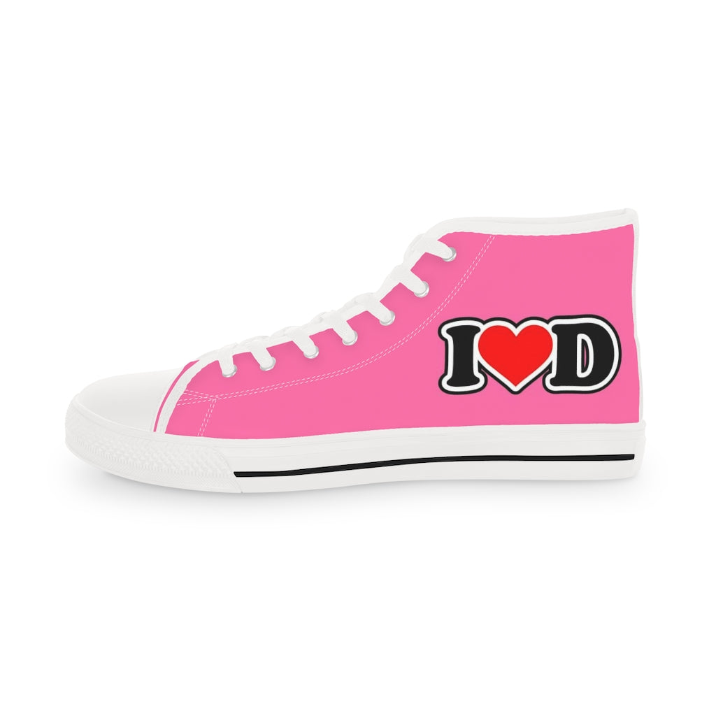 I Heart D Men's High Top Sneakers PINK