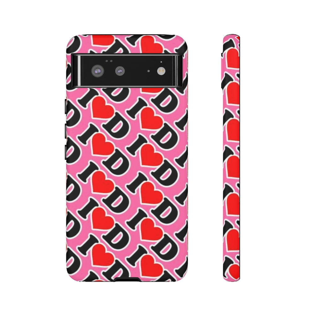 I Heart D all over print Tough Cases PINK