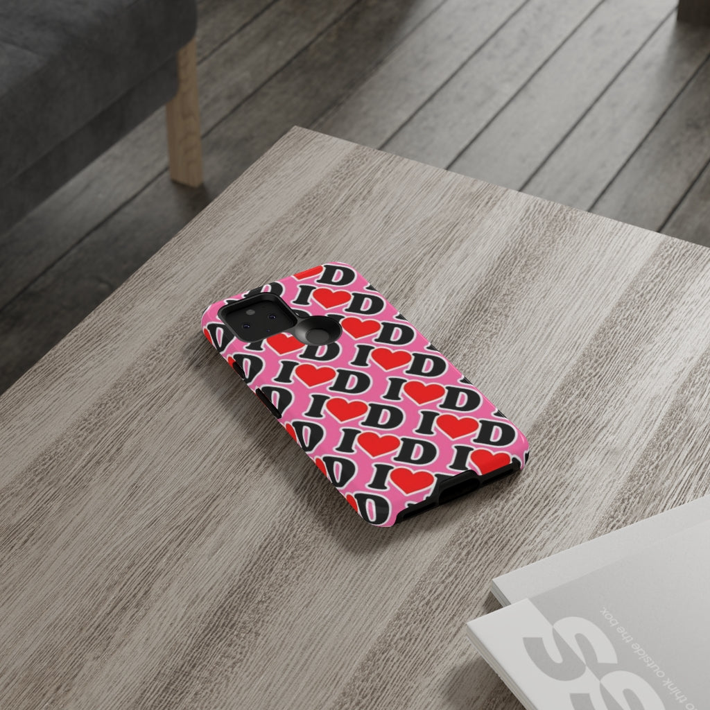 I Heart D all over print Tough Cases PINK