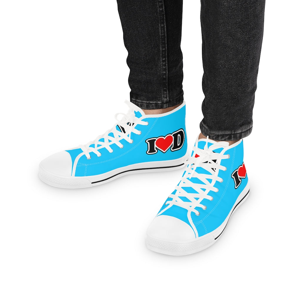 I Heart D Men's High Top Sneakers BLUE