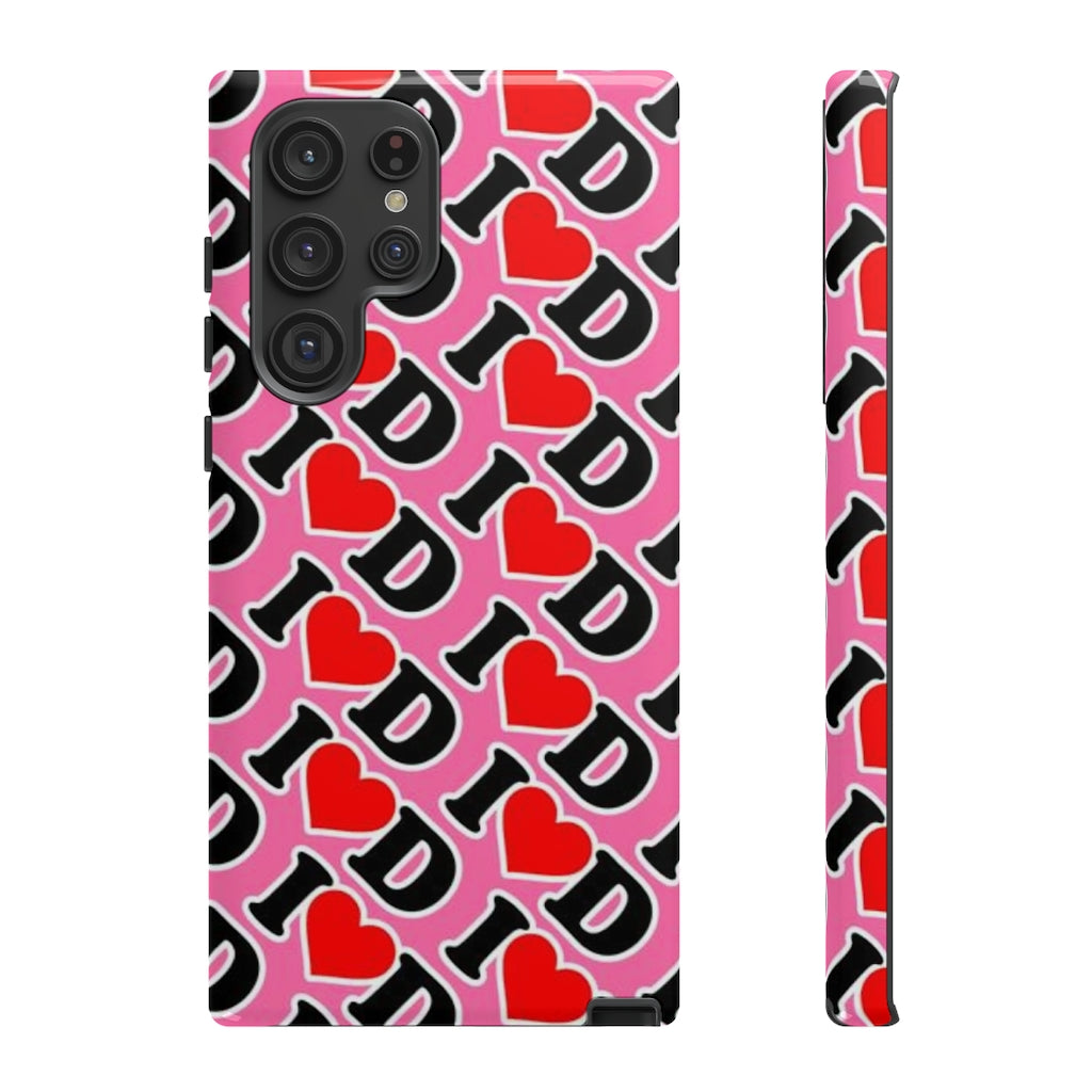 I Heart D all over print Tough Cases PINK