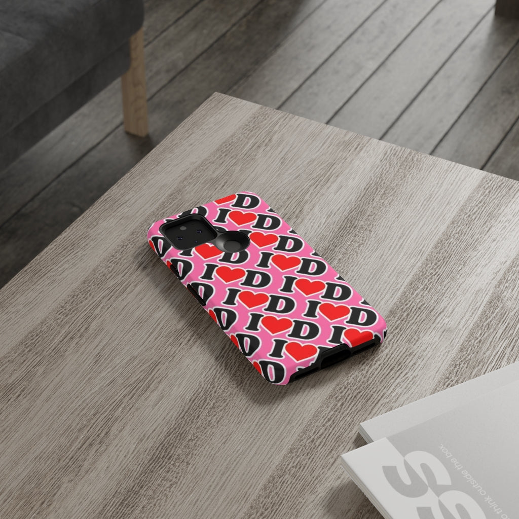 I Heart D all over print Tough Cases PINK