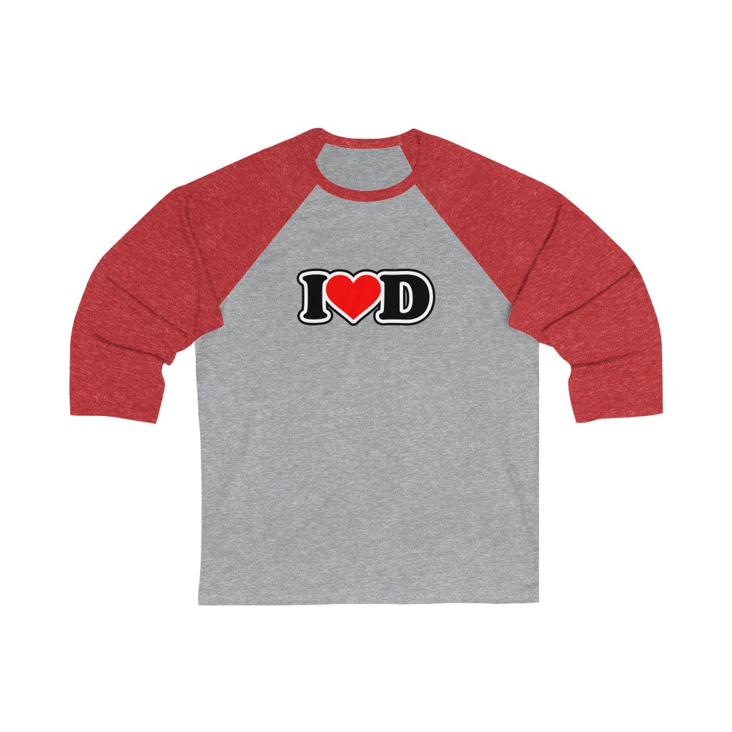 I Heart D Unisex 3\4 Sleeve Baseball Tee