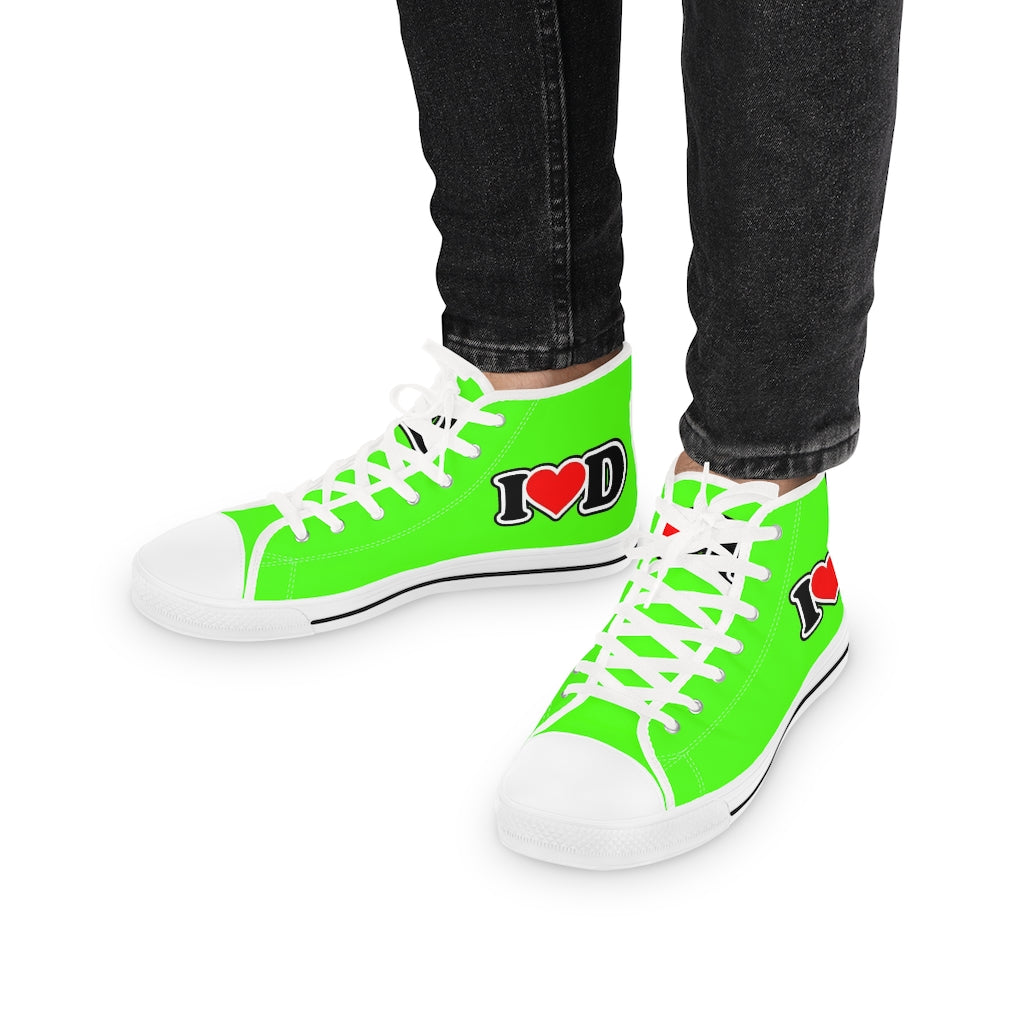 I Heart D Men's High Top Sneakers GREEN