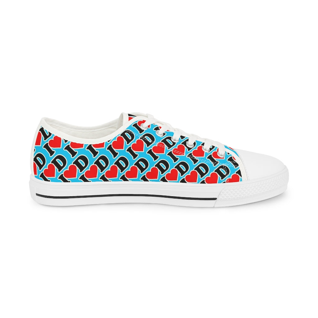 I Heart D all over print Men's Low Top Sneakers BLUE