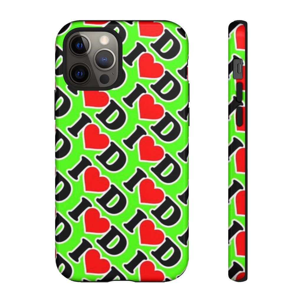 I Heart D all over print Tough Cases GREEN