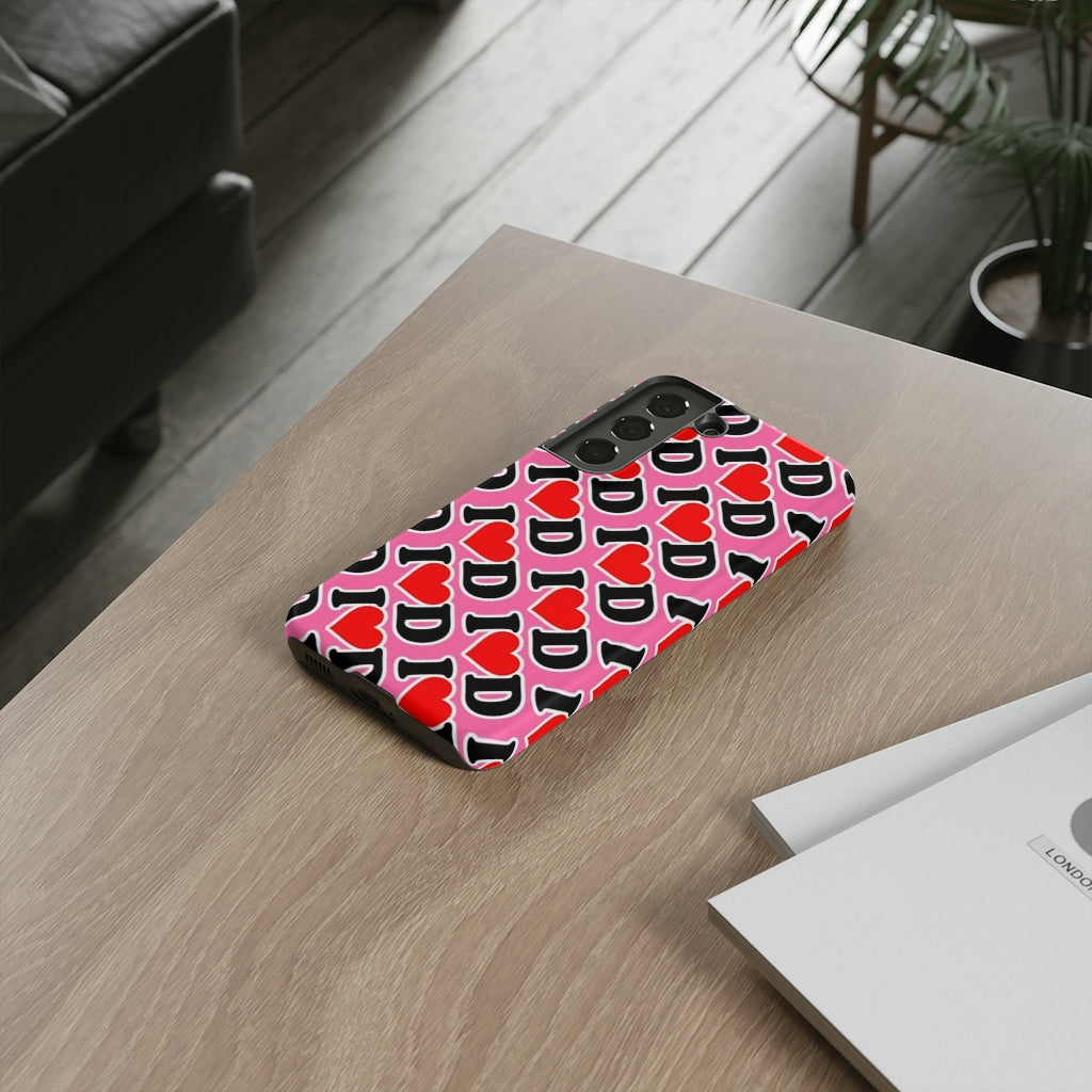 I Heart D all over print Tough Cases PINK