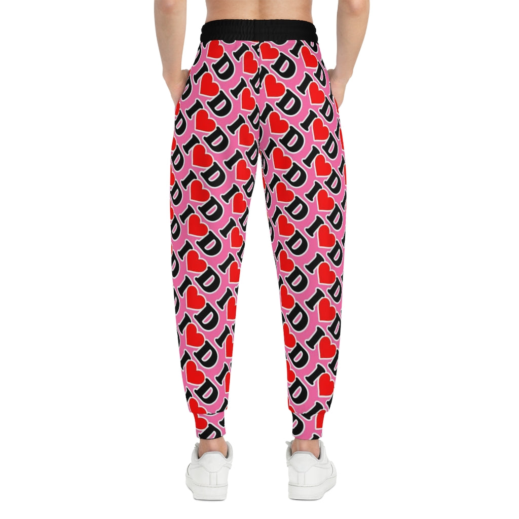 I Heart D Athletic Joggers (AOP) PINK