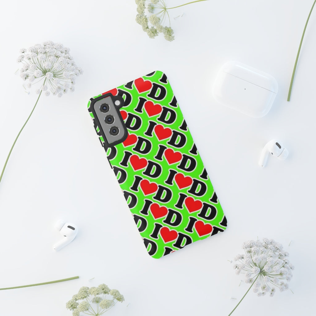 I Heart D all over print Tough Cases GREEN