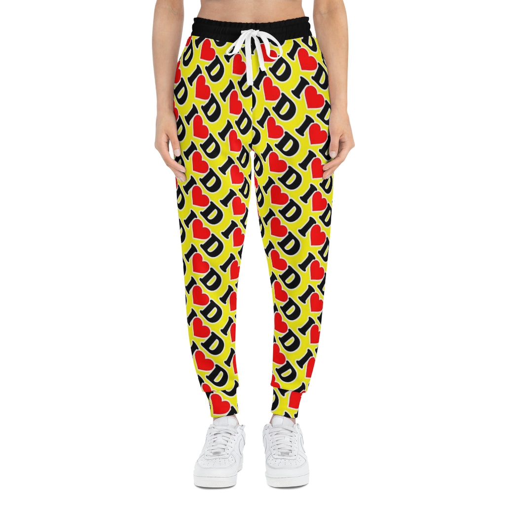 I Heart D all over print Athletic Joggers (AOP) YELLOW