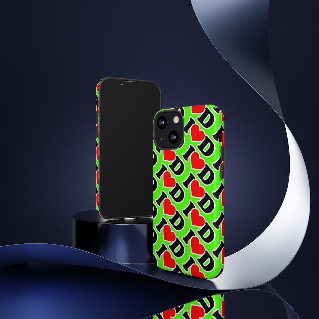 I Heart D all over print Tough Cases GREEN