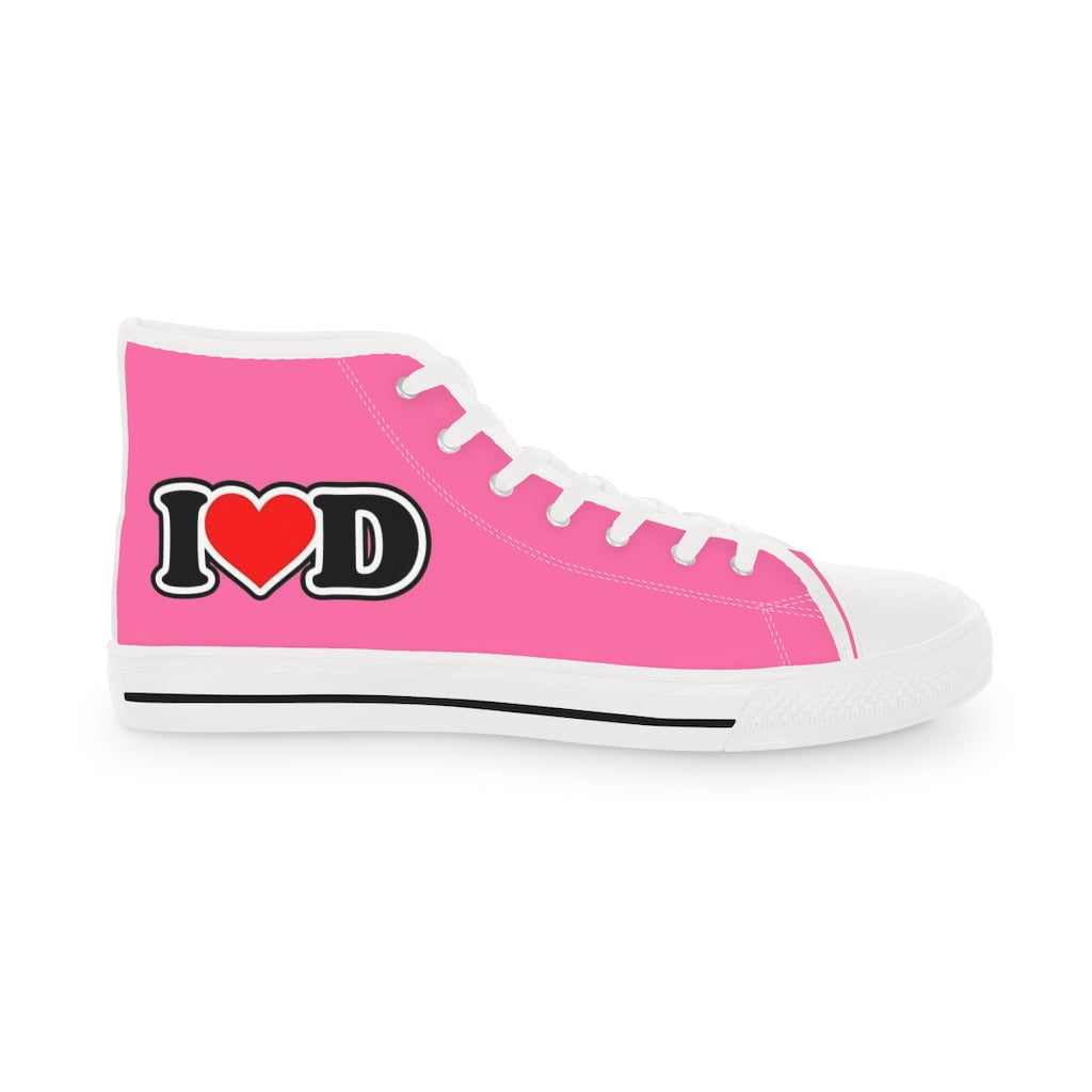 I Heart D Men's High Top Sneakers PINK