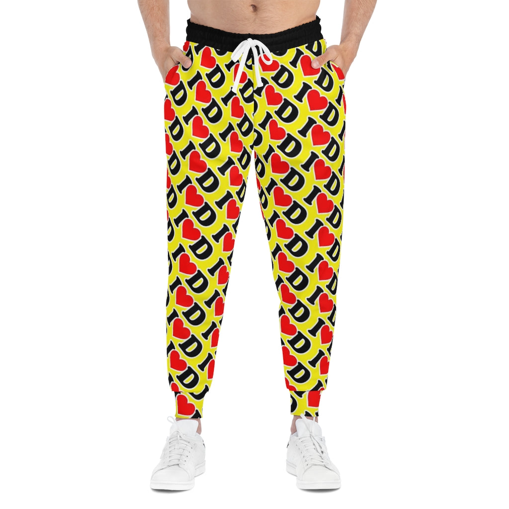 I Heart D all over print Athletic Joggers (AOP) YELLOW