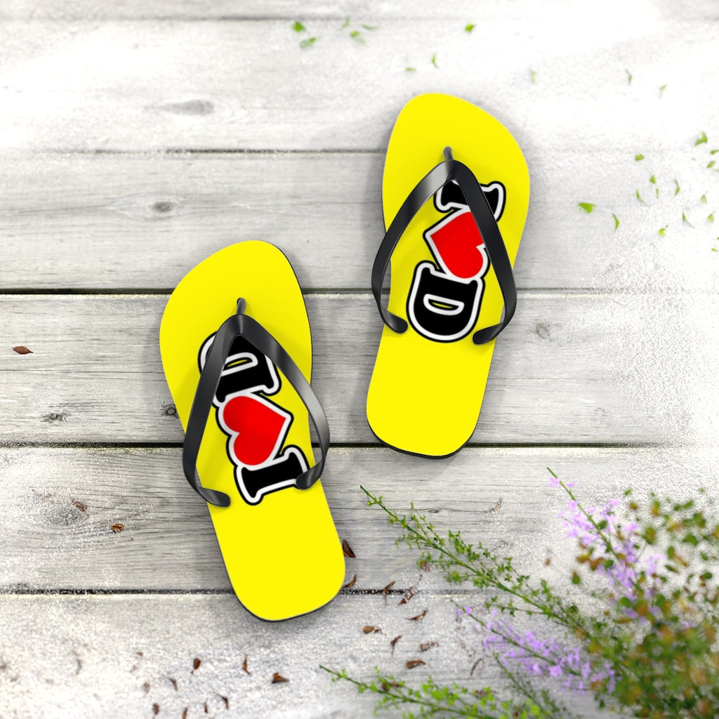 I Heart D Flip Flops YELLOW