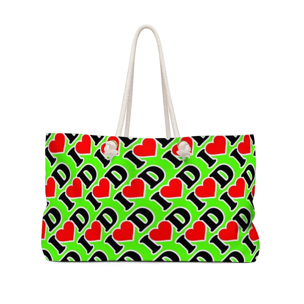 I Heart D all over print Weekender Bag GREEN