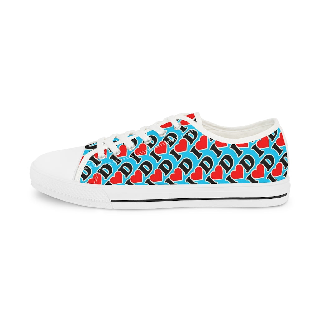 I Heart D all over print Men's Low Top Sneakers BLUE