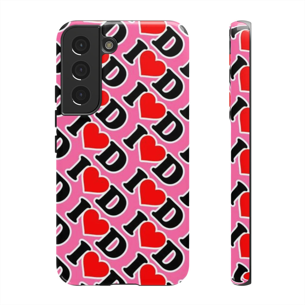 I Heart D all over print Tough Cases PINK