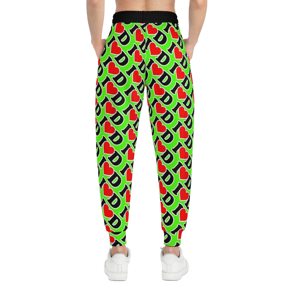 I Heart D Athletic Joggers (AOP) GREEN