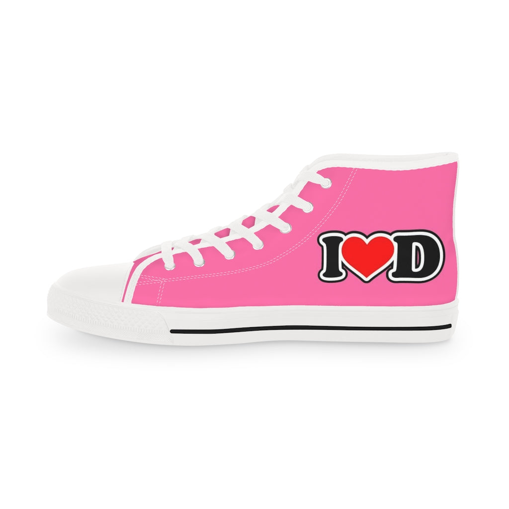 I Heart D Men's High Top Sneakers PINK