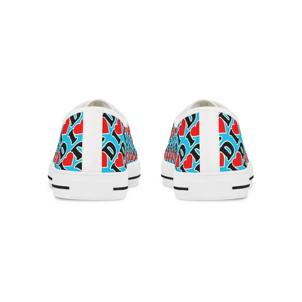 I Heart D all over print Men's Low Top Sneakers BLUE