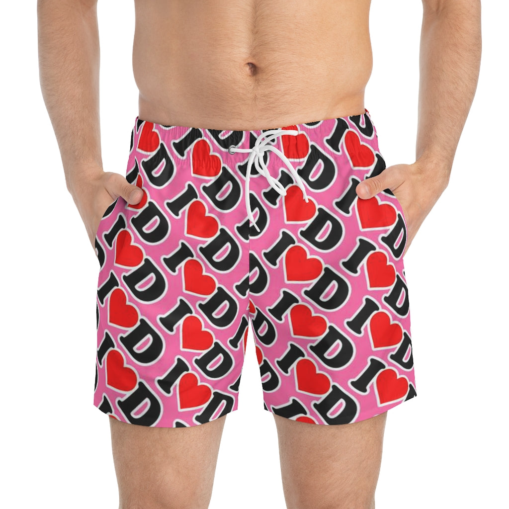 I Heart D Swim Trunks PINK