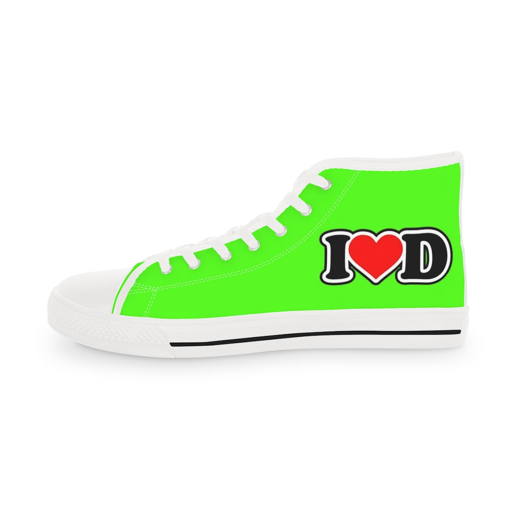 I Heart D Men's High Top Sneakers GREEN