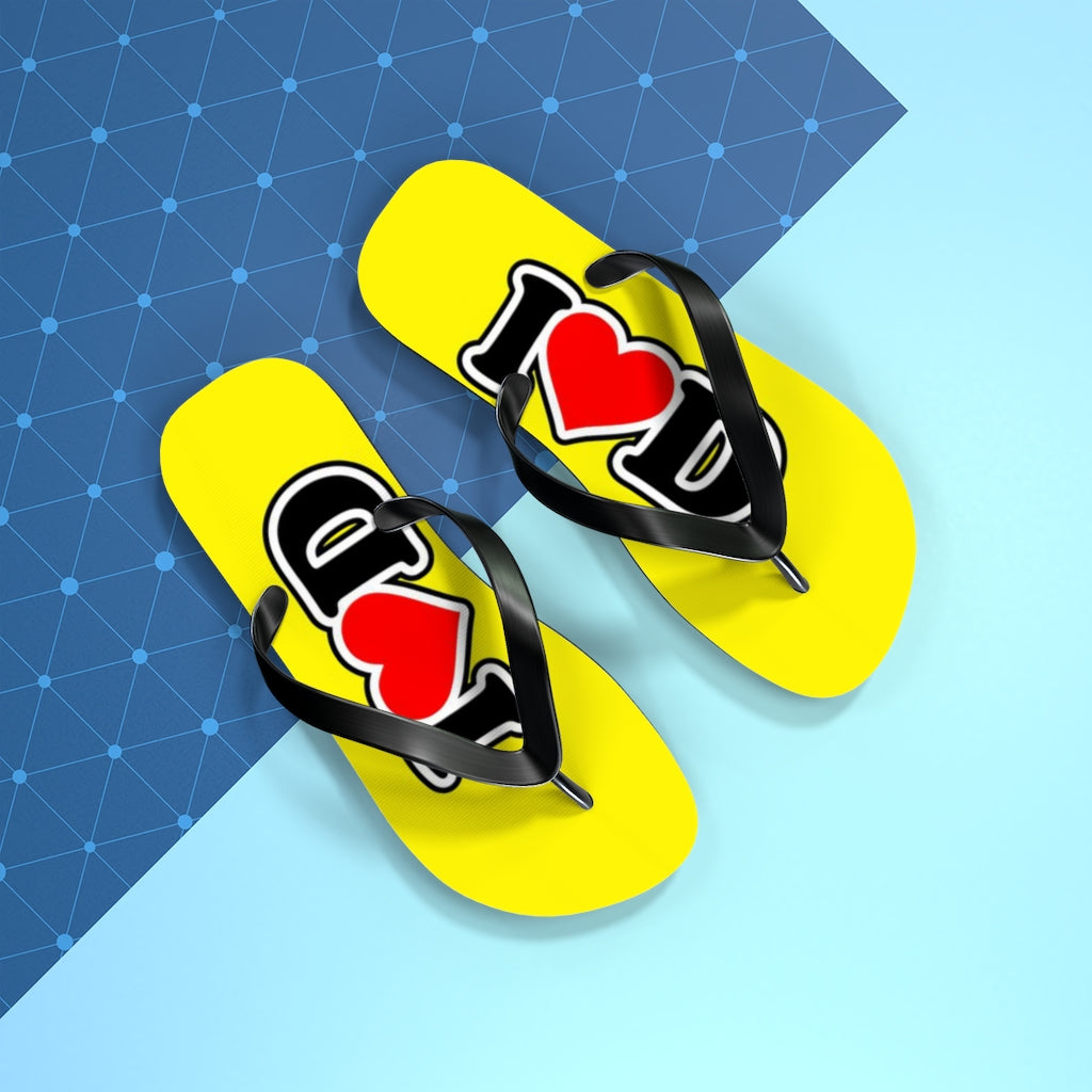 I Heart D Flip Flops YELLOW