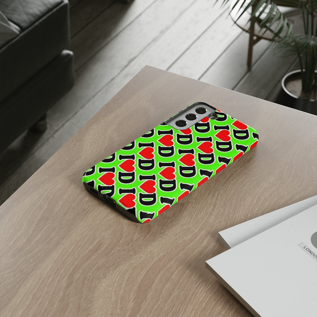 I Heart D all over print Tough Cases GREEN