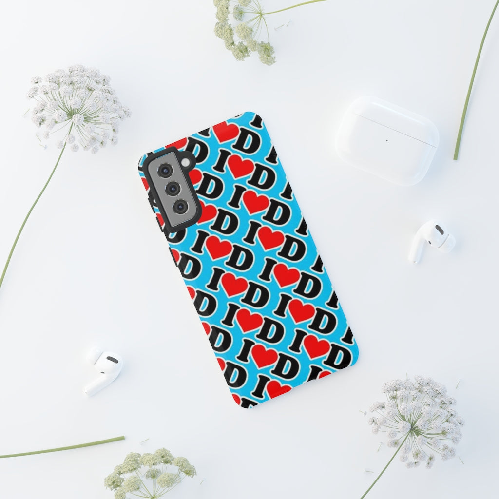 I Heart D all over print Tough Cases BLUE