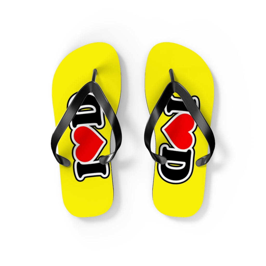 I Heart D Flip Flops YELLOW