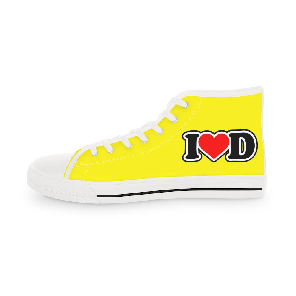 I Heart D Men's High Top Sneakers YELLOW