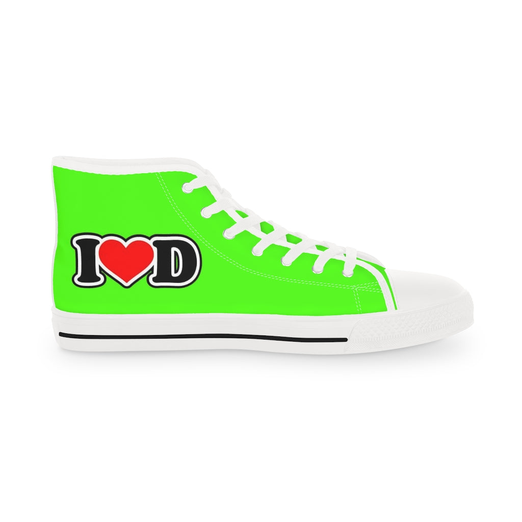 I Heart D Men's High Top Sneakers GREEN